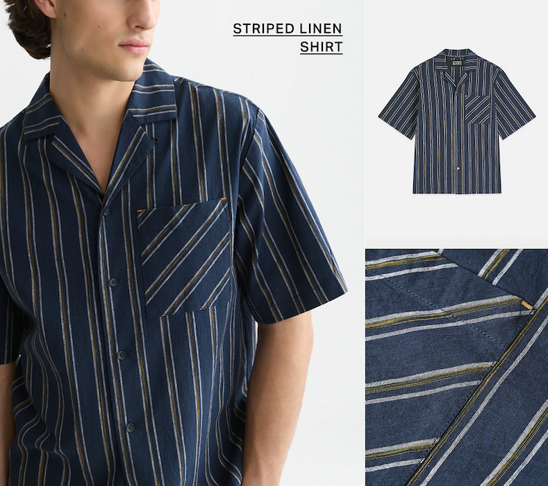 Striped Linen Relaxed-Fit Short-Sleeved Shirt