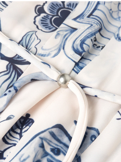 Scotch & Soda x Royal Delft Printed Pleated Ankle Length Dress