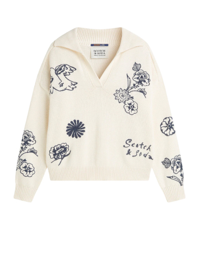 Scotch & Soda x Royal Delft Embroidered Oversized Pullover