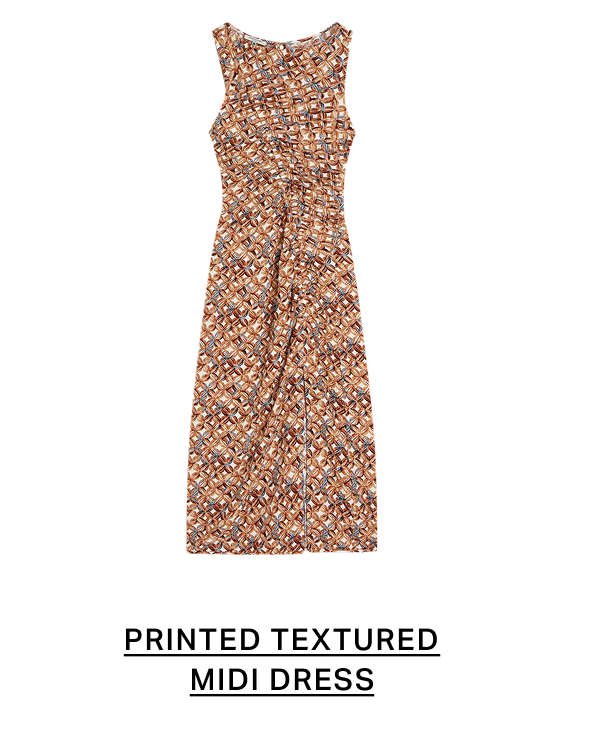 Printed Textured Midi Dress
