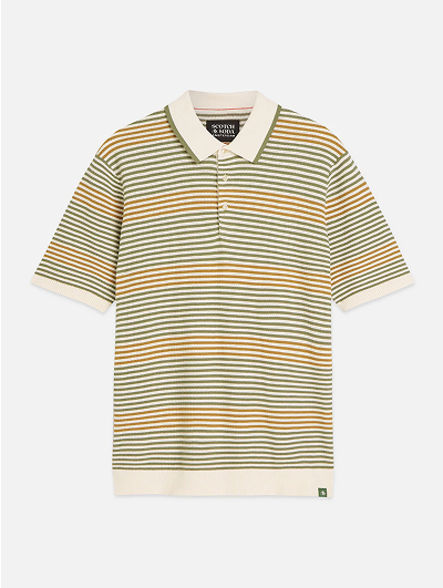 Striped Structured Knitted Regular-Fit Polo