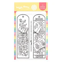 Waffle Flower Crafts - Clear Photopolymer Stamps - Round Bookmark - Book Lover
