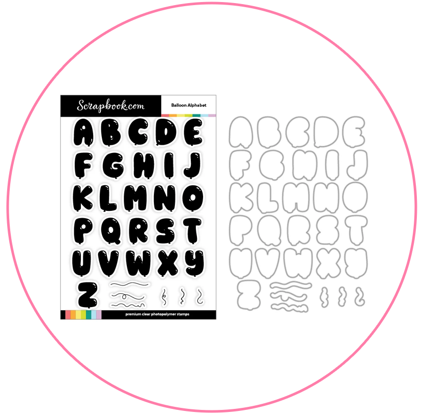 Scrapbook.com - Photopolymer Stamp Set and Coordinating Die - Balloon Alphabet