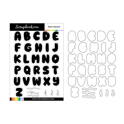 Scrapbook.com - Photopolymer Stamp Set and Coordinating Die - Balloon Alphabet