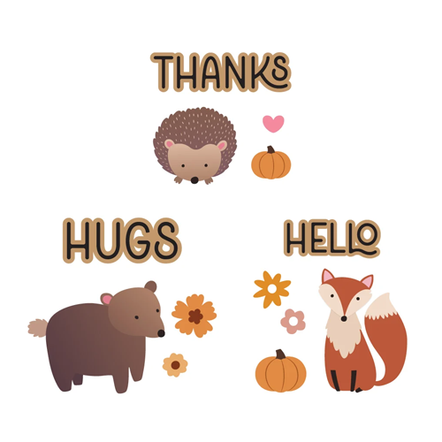 Scrapbook.com - Cozy Autumn Critter Dies- Hedgehog, Fox, Bear