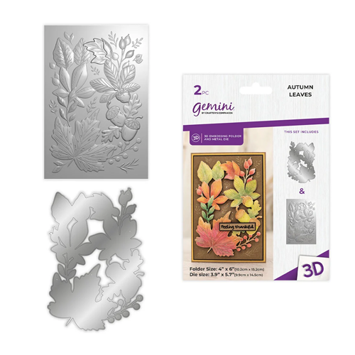 Crafter's Companion - Metal Die And 3D Embossing Folder Set - Autumn Leaves