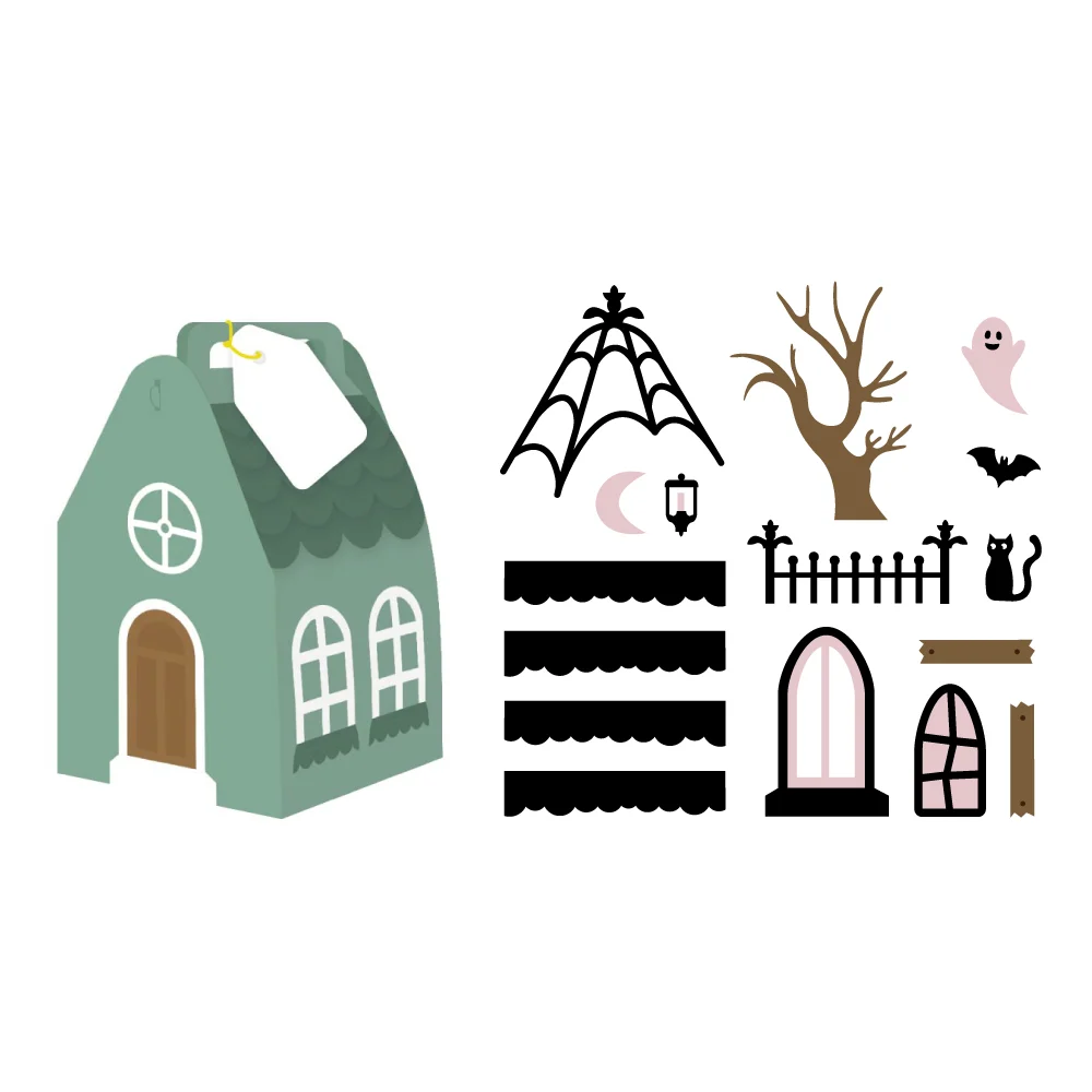 Scrapbook.com - Decorative Die Set - House Treat Box with Halloween Add-On Bundle