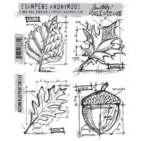 Stampers Anonymous - Tim Holtz - Cling Mounted Rubber Stamp Set - Autumn Blueprint