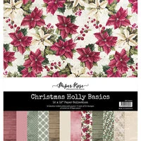 Paper Rose - Christmas Holly Collection - 12 x 12 Paper Pack - Basics
