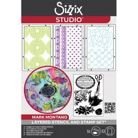 Sizzix Studio - Mark Montano - Clear Stamps and Stencils Set - Stitches