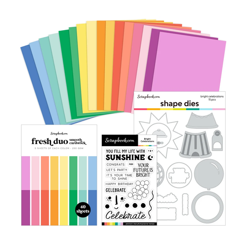 Scrapbook.com - Bright Celebrations Bundle - Dies, Paper, Stamps