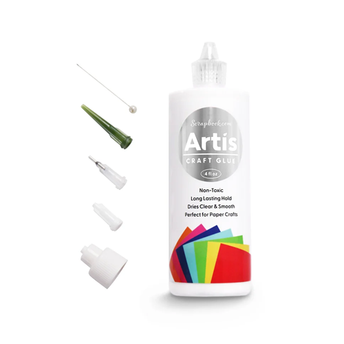 Scrapbook.com - Artis Craft Glue - Perfect for Paper - Precision Tips and No Clog Pin Bundle - 4 fl oz