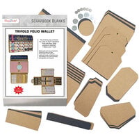 CrafTreat - Scrapbook Blanks - Trifold Folio Wallet - Black And Kraft Color