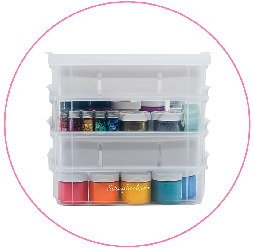 Scrapbook.com - 4 Tier Stash-n-Stow Organizer - Stackable Carrier with Removable Trays
