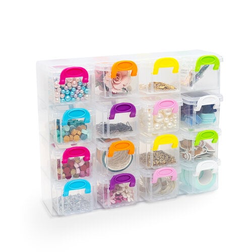 Scrapbook.com - Mini Snap & Store Cube Bins - 16 Box Shelf Organizer - Rainbow Set
