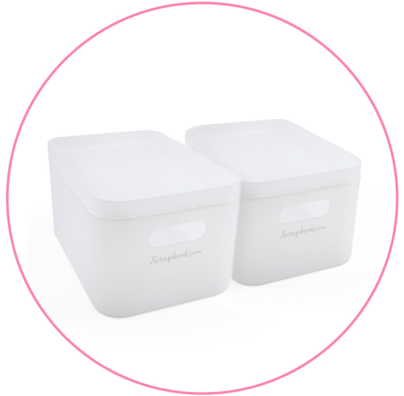 Scrapbook.com - Storage Bin with Lid - Frost - 2 Pack
