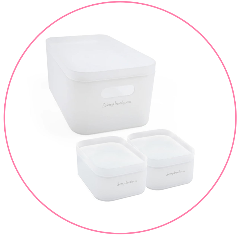 Scrapbook.com - Small and Large Storage Bins - Frost - 3 Pack
