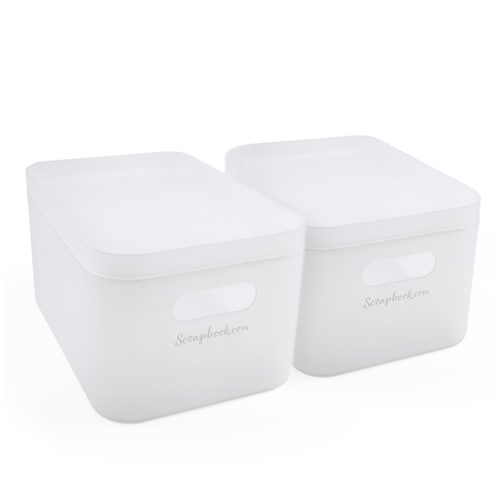 Scrapbook.com - Storage Bin with Lid - Frost - 2 Pack