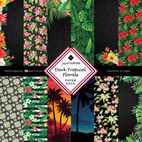 Scrapbook Customs - Tropical Floral Collection - 6 x 6 Paper Pack - Dark Tropical Florals