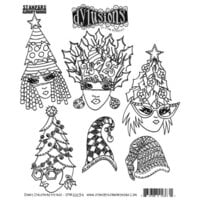 Stampers Anonymous - Dylusions - Cling Mounted Rubber Stamps - Dinky Christmas Heads