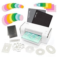 Big Shot Switch Plus Machine Die Cutting Bundle - White - Magic Mat and Magnetic Mat and Wavy Dies