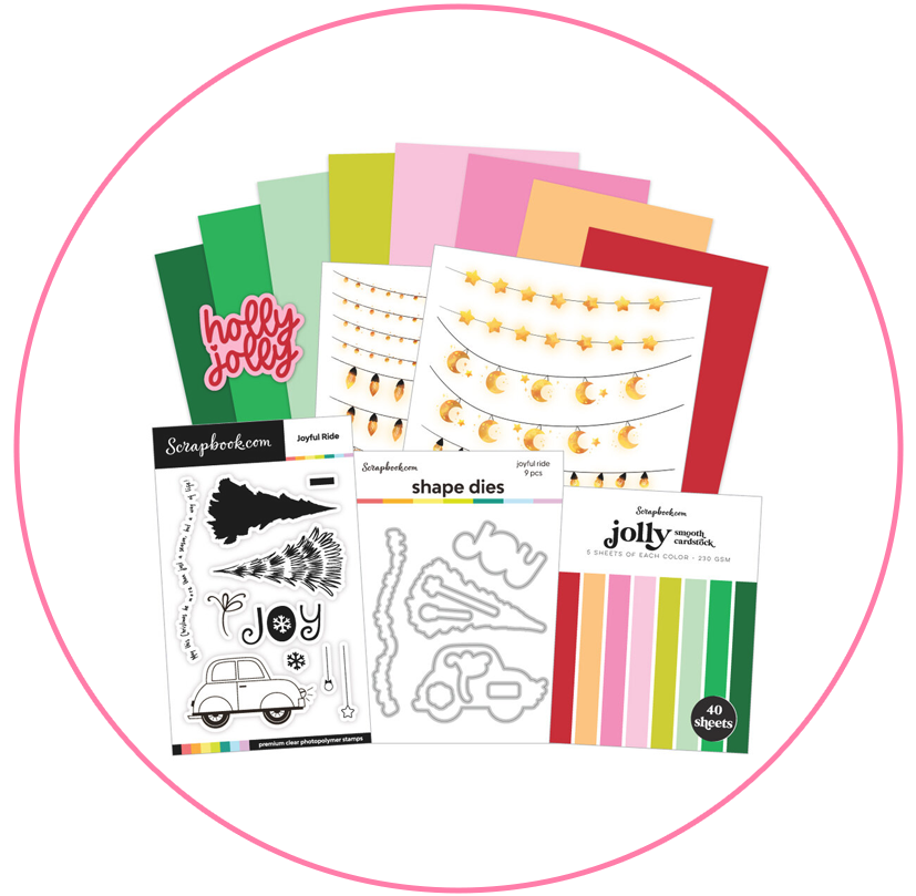 Scrapbook.com - Joyful Ride Bundle - Dies, Rub-ons, Stamp, Paper