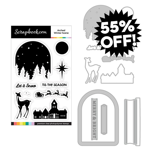Scrapbook.com - Photopolymer Stamp Set and Decorative Die Set - Arched Snow Globe With Add-Ons