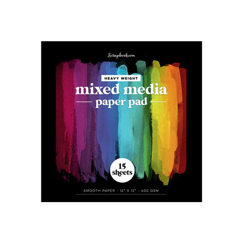 Scrapbook.com - Mixed Media - Black Smooth Cardstock Paper - Heavy Weight - 12 x 12 - 15 Sheets