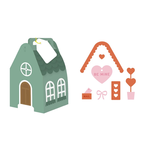 Scrapbook.com - Decorative Die Set - House Treat Box with Valentine Add-On Bundle