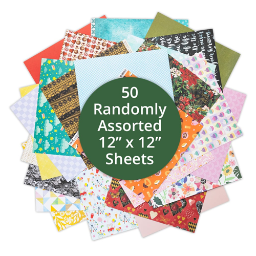 Mystery Paper Pack - Assorted 12 x 12 Double Sided Cardstock - 50 Sheets