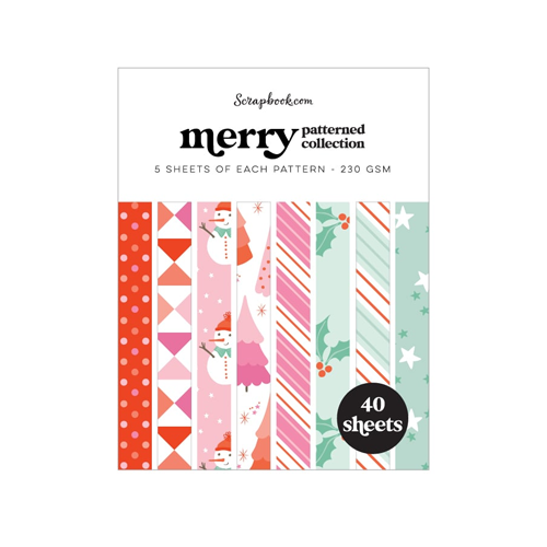 Scrapbook.com - Merry - Patterned Cardstock Paper Pad - Double Sided - A2 - 4.25 x 5.5 - 40 Sheets