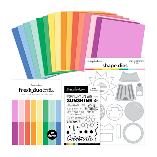 Scrapbook.com - Bright Celebrations Bundle - Dies, Paper, Stamps