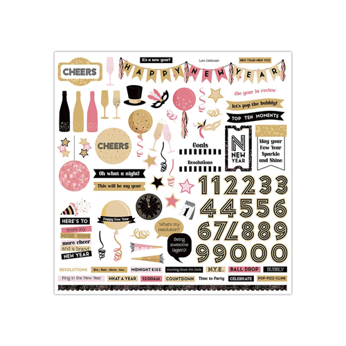 PhotoPlay - Ringing In The New Year Collection - 12 x 12 Cardstock Stickers - Elements
