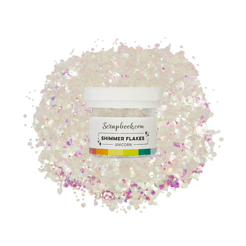 Scrapbook.com - Shimmer Flakes - Unicorn - Iridescent - 2 oz Shaker Jar