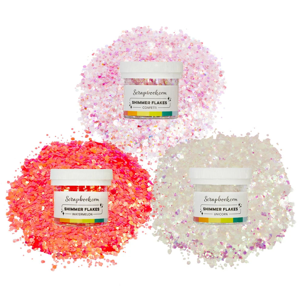 Scrapbook.com - Shimmer Flakes - Pinks - 2 oz Shaker Jars