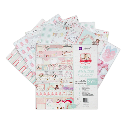Prima - Love Notes Collection - 12 x 12 Paper Pad - Foil Accents