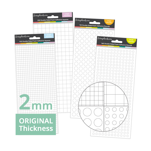 Scrapbook.com - Double Sided Adhesive Foam Assortment - White - 2mm Thickness