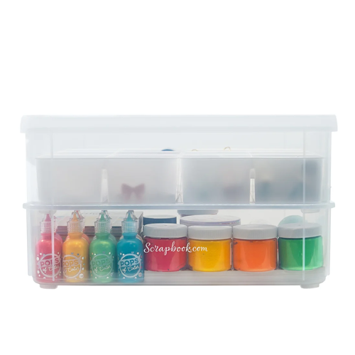 Scrapbook.com - 2 Tier XL Stash-n-Stow Organizer - Extra Large - Stackable Carrier with Removable Trays