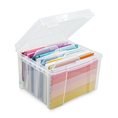 Scrapbook.com - Clear Craft Storage Box - with 6 Tabbed Dividers