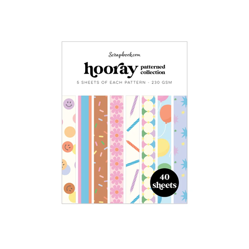 Scrapbook.com - Hooray - Patterned Cardstock Paper Pad - Double Sided - A2 - 4.25 x 5.5 - 40 Sheets
