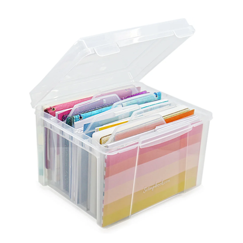 Scrapbook.com - Clear Craft Storage Box - with 6 Tabbed Dividers