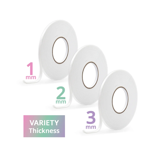 Scrapbook.com - Double Sided Adhesive Foam Roll - 1/4 Inch x 32 Feet - White - 1mm, 2mm, 3mm Thickness - 3 Rolls