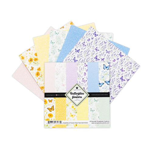Scrapbook Customs - 6 x 6 Paper Pack - Butterflies And Flowers