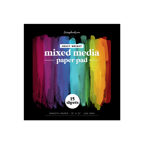 Scrapbook.com - Mixed Media - Black Smooth Cardstock Paper - Heavy Weight - 12 x 12 - 15 Sheets