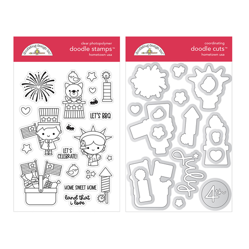 Doodlebug Design - Hometown USA Collection - Clear Photopolymer Stamp and Die Set - Hometown USA