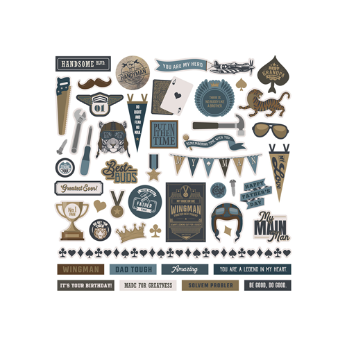 PhotoPlay - Wingman Collection - 12 x 12 Cardstock Stickers
