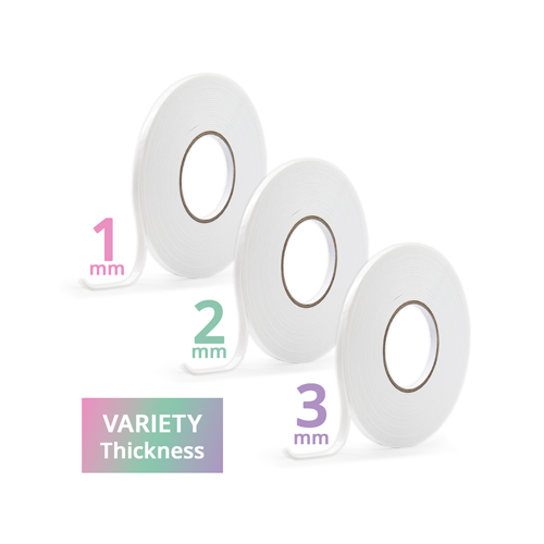 Scrapbook.com - Double Sided Adhesive Foam Roll - 1/4 Inch x 32 Feet - White - 1mm, 2mm, 3mm Thickness - 3 Rolls