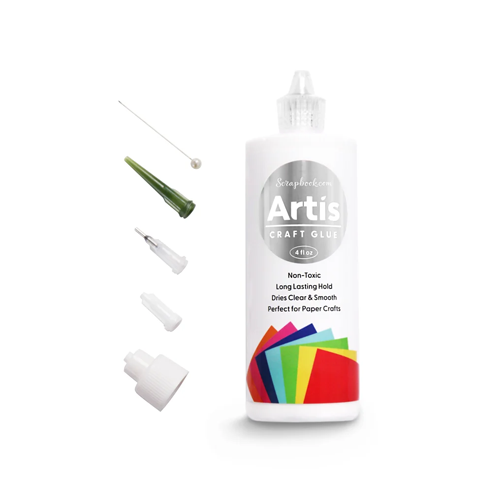 Scrapbook.com - Artis Craft Glue - Perfect for Paper - Precision Tips and No Clog Pin Bundle - 4 fl oz