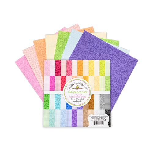 Doodlebug Design - 6 x 6 Paper Pad - Floral and Graph - Rainbow - Petite Print Assortment