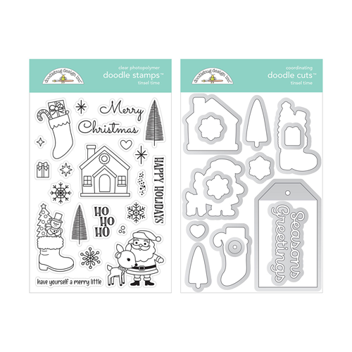 Doodlebug Design - Tinsel Time Collection - Die and Clear Photopolymer Stamp Set